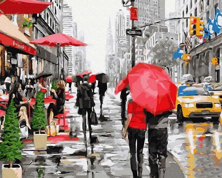 Deszcz w Nowym Jorku - malowanie po numerach