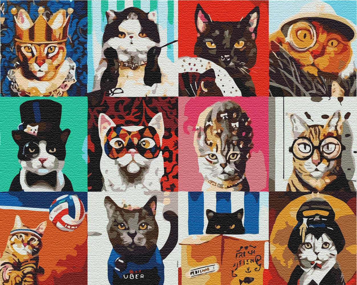Kolorowe koty - malowanie po numerach