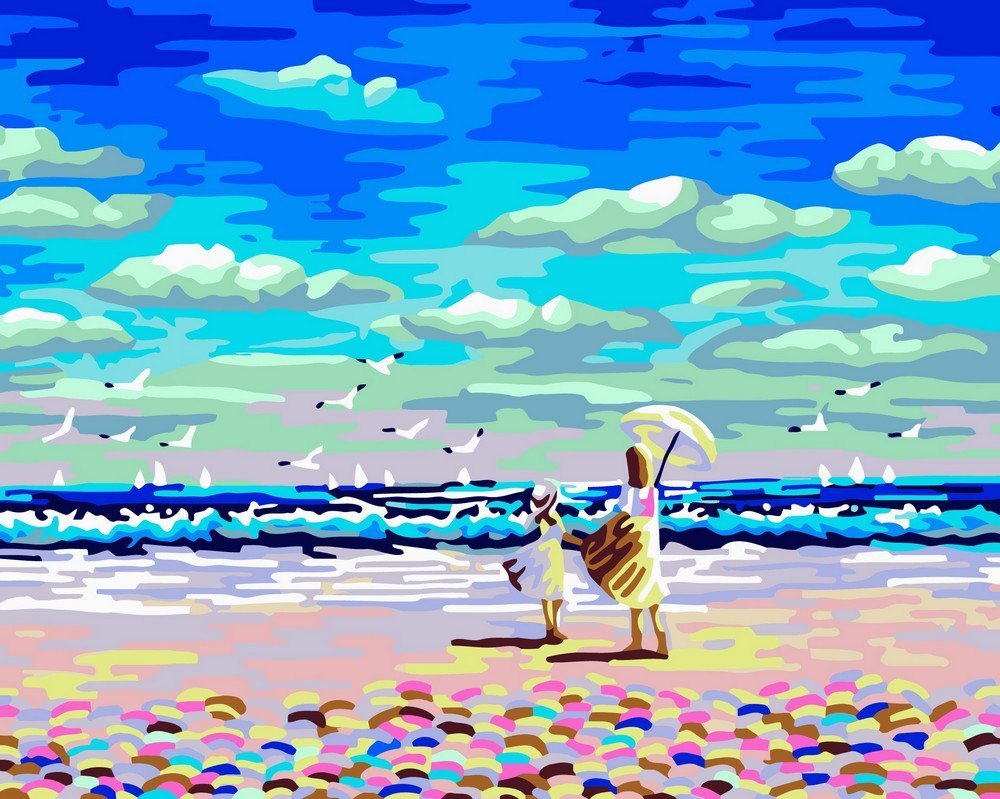 Biały piasek i niebieska woda: idealna kolorystyka na plaży