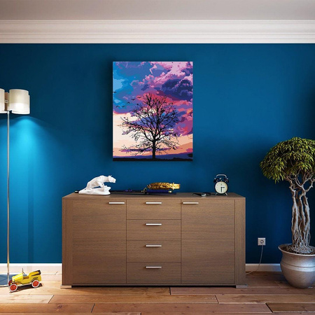 Jesień Na Tle Fioletowego Nieba Malowanie Po Numerach