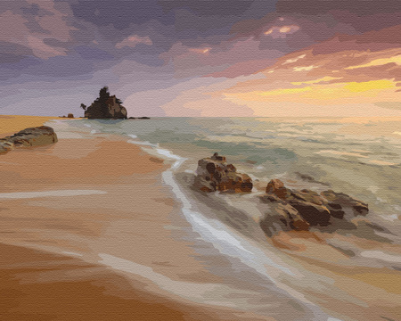 Samotna wyspa o zmierzchu