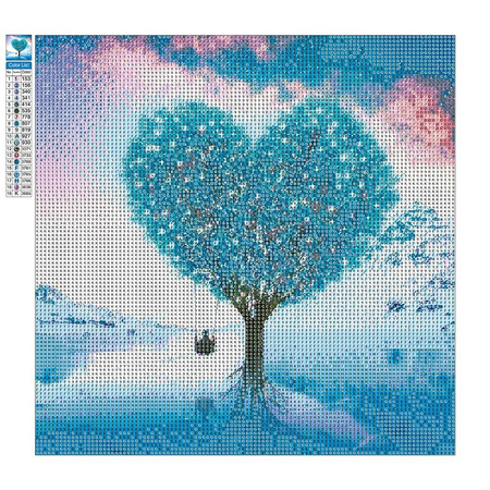 Haft Diamentowy Bez Ramy Serce Drzewo 30x30 Mozaika Diamentowa 5D