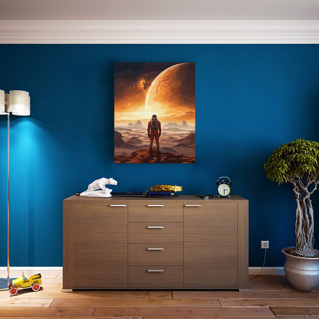 Astronauta spoglądający na obcą planetę