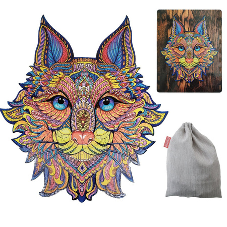 WOOD PUZLE Puzzle Drewniane Kot Leśny Z Elementami Zwierząt 420x380mm. 165 elementów