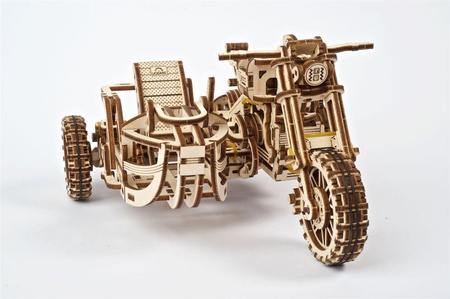 Ugears Scrambler UGR-10 z bocznym wózkiem Model mechaniczny do składania