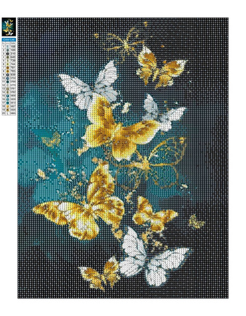 Haft Diamentowy Bez Ramy Złote Motyle 30x40 Mozaika Diamentowa 5D