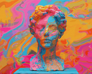 Pop-artowa rzeźba w żywych kolorach