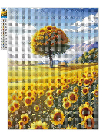 Haft Diamentowy Bez Ramy Pole Słoneczników 30x40 Mozaika Diamentowa 5D