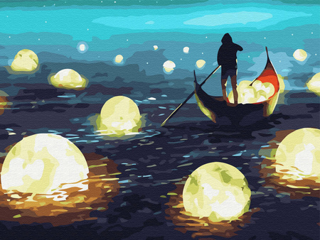 Haft Diamentowy Bez Ramy Łowca księżyca 30x40 Mozaika Diamentowa 5D