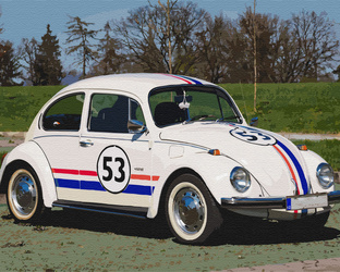 Biały garbus z numerem 53