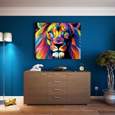 5D Kolorowy Lew Proste Diamond Painting Mozaika 40x50 cm