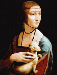 Haft Diamentowy Bez Ramy Dama z gronostajem. Leonardo da Vinci 30x40 Mozaika Diamentowa 5D