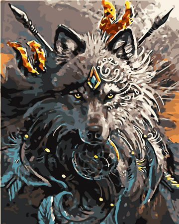 Wilk wojenny z amuletami