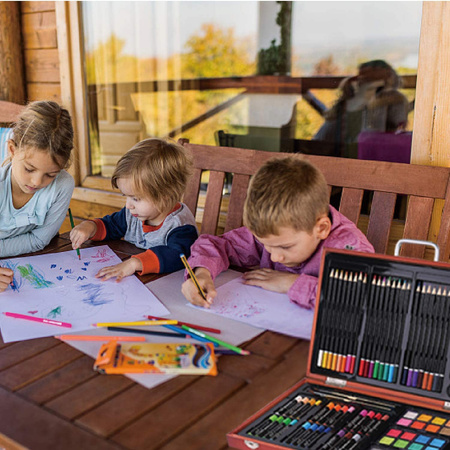 Zestaw Artystyczny Do Malowania 82 szt + Walizka Kredki Farby Pędzle Ołówki