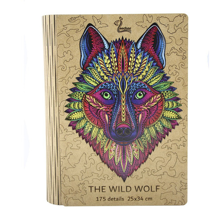 Drewniane Puzzle The Wild wolf Z Elementami Zwierząt 175 el. 25x34 cm