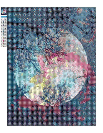 Haft Diamentowy Bez Ramy Pełnia Księżyca 30x40 Mozaika Diamentowa 5D