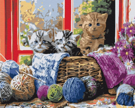 Kocięta W Koszyku Malowanie Po Numerach