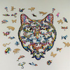 WOOD PUZLE Drewniane Puzzle Kot Z Elementami Zwierząt 190 el. Rozmiar 450х310 mm