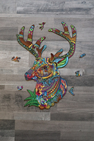 Drewniane Puzzle JELEŃ Z Elementami Zwierząt 161 el Rozmiar 343х485 mm