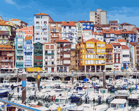 Malowniczy port z kolorowymi kamienicami
