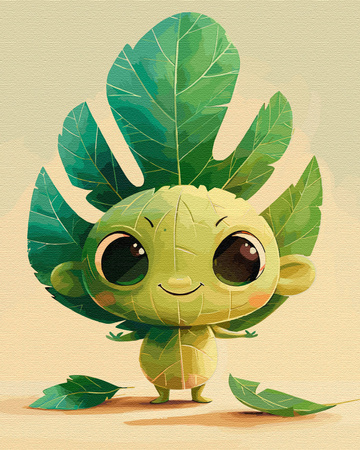 Uśmiechnięty stworek z liści