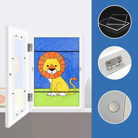 Ramka Artystyczna Na Obrazki I Zdjęcia Dla Dzieci Drewniana Otwierana Biała A4 34x25cm