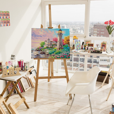 Latarnia Morska o zachodzie słońca 40x30cm Diamentowa Mozaika