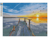 Haft Diamentowy Bez Ramy Zachód słońca nad morzem 30x40 Mozaika Diamentowa 5D