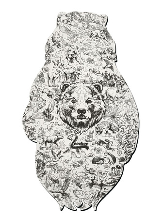 Drewniane Puzzle Spirit of the wood Z Elementami Zwierząt 177 el. 40x24cm