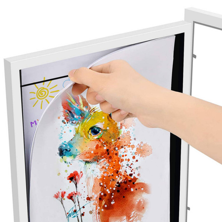 2x Ramka Artystyczna Na Obrazki I Zdjęcia Dla Dzieci Drewniana Otwierana Biała A4 34x25cm