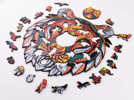 Puzzle Drewniane Na Prezent Tajemniczy Tygrys A4 Z Elementami Zwierząt