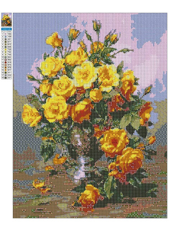 Haft Diamentowy Bez Ramy Piękne żółte róże 30x40 Mozaika Diamentowa 5D