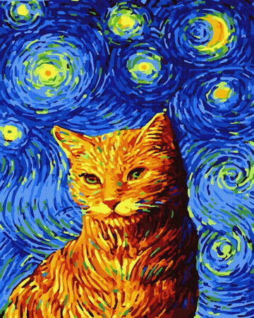 Kot w gwiaździstą noc Van Gogh