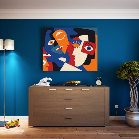 Wielobarwne twarze w stylu kubistycznym