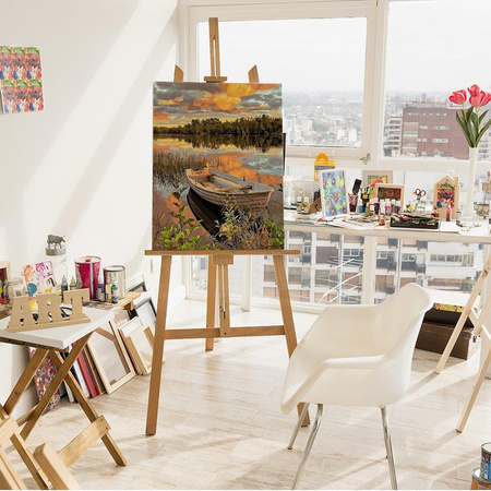 Łódź o zachodzie słońca