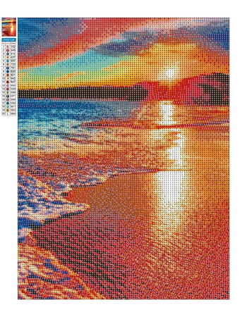 Haft Diamentowy Bez Ramy Zachód słońca 30x40 Mozaika Diamentowa 5D
