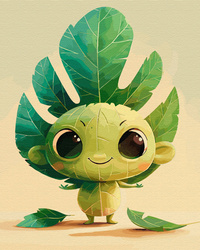 Uśmiechnięty stworek z liści