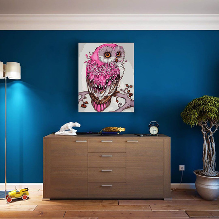 Różowa sowa 30x40cm