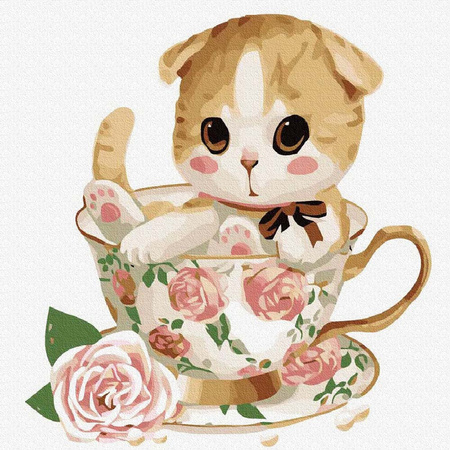 Kotek w filiżance 30x30cm