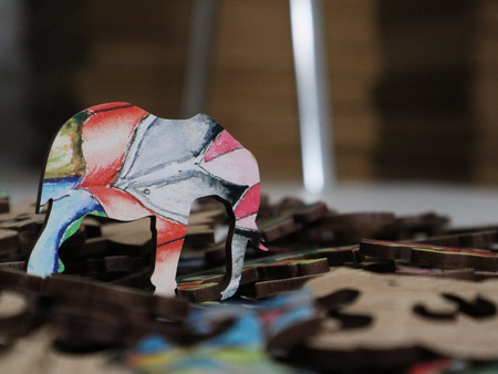 Drewniane Puzzle FLAMING Z Elementami Zwierząt 196 el. Rozmiar 480х320 mm