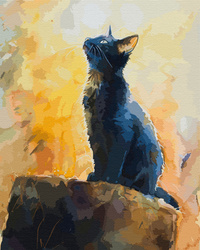 Czarny kot w złotym świetle