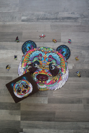 Drewniane Puzzle PANDA Z Elementami Zwierząt 217 el Rozmiar 363х350 mm