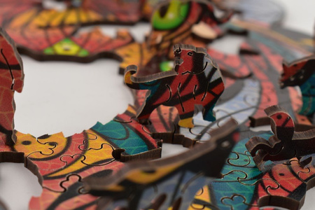 Puzzle Drewniane Na Prezent Tajemniczy Tygrys A4 Z Elementami Zwierząt