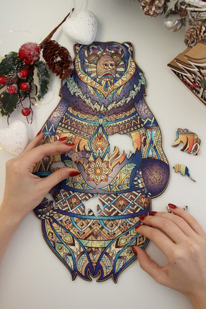 Drewniane Puzzle Spirit of the wood Z Elementami Zwierząt 177 el. 40x24cm