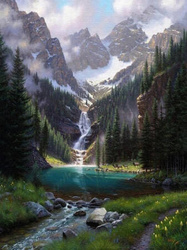 Haft Diamentowy Bez Ramy Niebiański Wodospad W Górach 30x40 Mozaika Diamentowa 5D