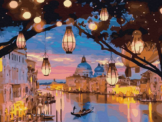 Haft Diamentowy Bez Ramy Lampki nocne Wenecji 30x40 Mozaika Diamentowa 5D