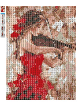 Haft Diamentowy Bez Ramy Kobieta ze skrzypcami 30x40 Mozaika Diamentowa 5D