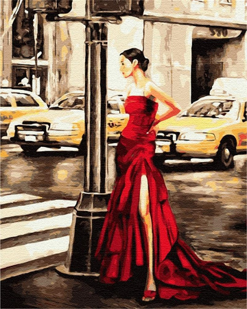 Dziewczyna i żółta taksówka