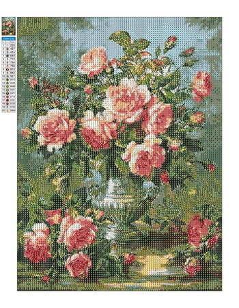 Haft Diamentowy Bez Ramy Bukiet Róż 30x40 Mozaika Diamentowa 5D