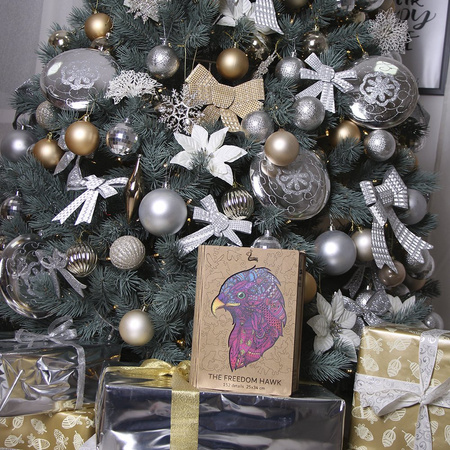 Drewniane Puzzle The freedom hawk Z Elementami Zwierząt 152 el. 34x25 cm